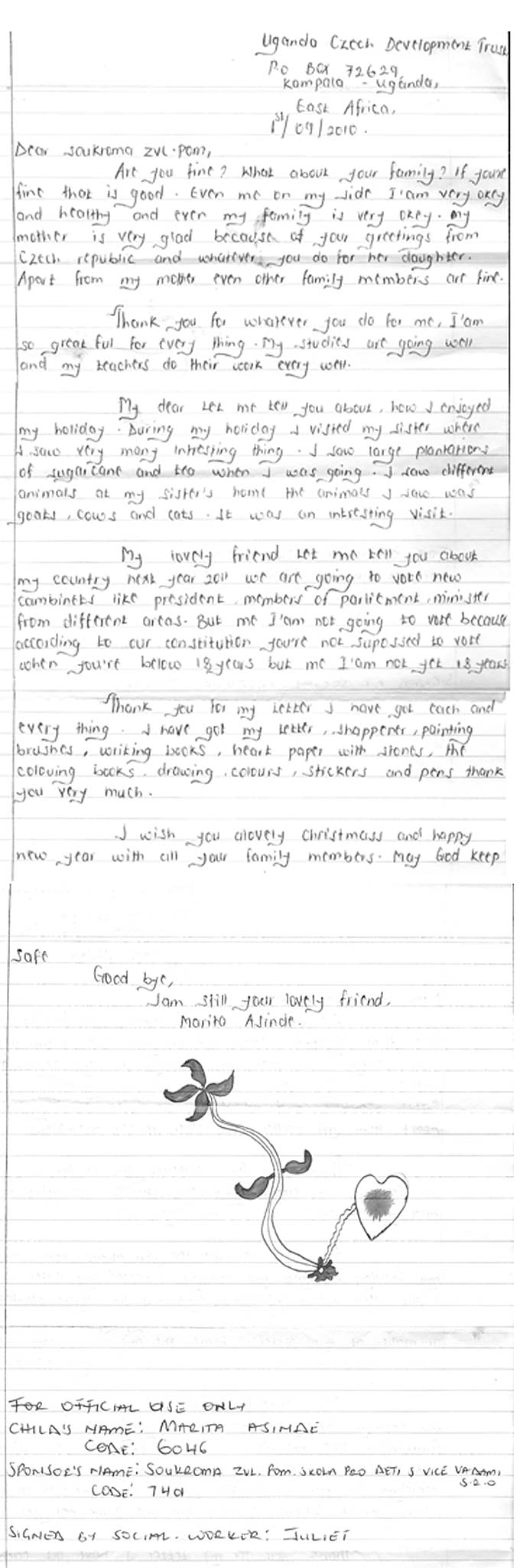 dopis Maritky z prosince 2010